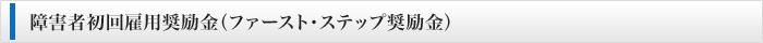 障害者初回雇用奨励金（ファースト・ステップ奨励金）